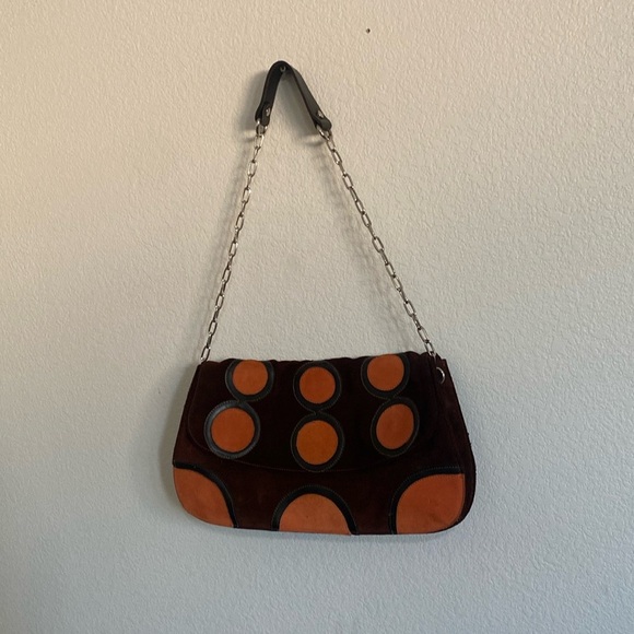Pulicati Handbags - PULICATI Women’s Orange/Brown Suede Leather Shoulder Bag. Made in Italy